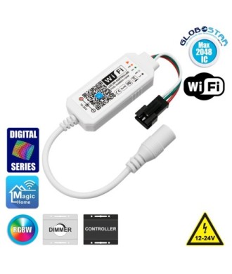 GloboStar® 73448 Ασύρματος Smart Home Wi-Fi LED RGBW Dream-Color Magic Digital Controller για LED Digital RGBW Προϊόντα DC 12-24V Max 2048 IC